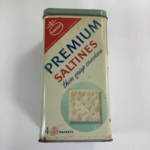 Vintage Nabisco Premium Saltine Crackers Metal Tin Can USA